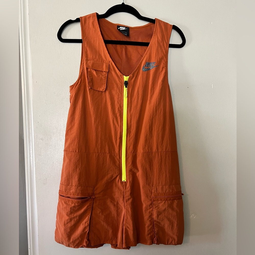 Nike Orange Jumpsuit with Yellow Zipper